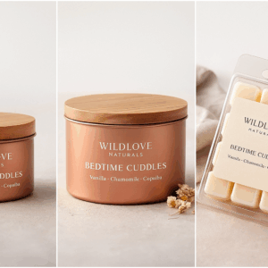 pet-safe candle, chamomile candle, bedtime candle, vanilla candle, calming dog-safe candle, Wildlove Naturals candle